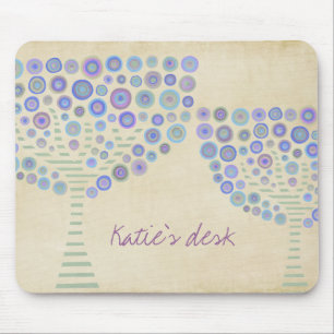 Blues Circle Trees Personal Desk Name Mousepad