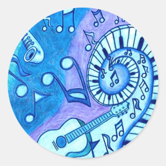 Blues Classic Round Sticker (Front)