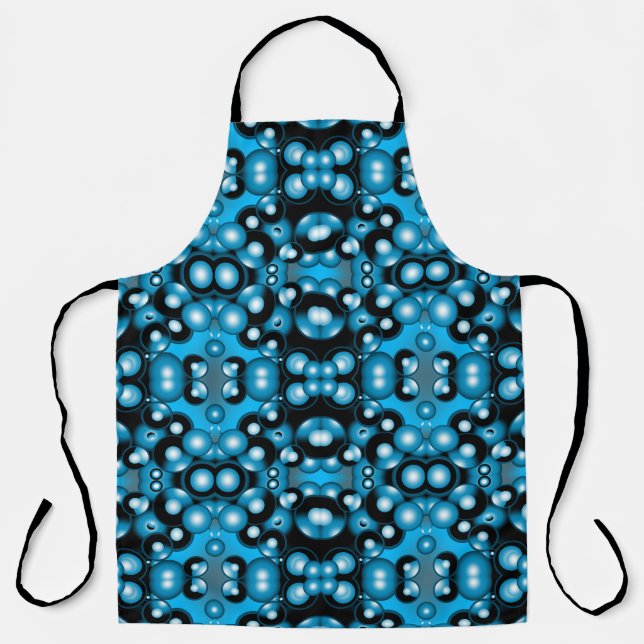 Blues Concentric Circle Orbital Abstract Art Apron (Front)