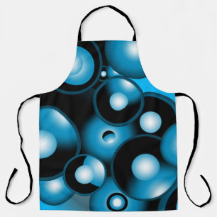 Blues Concentric Circle Orbital Abstract Art Apron