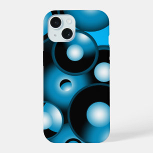 Blues Concentric Circle Orbital Abstract Art iPhone 15 Case
