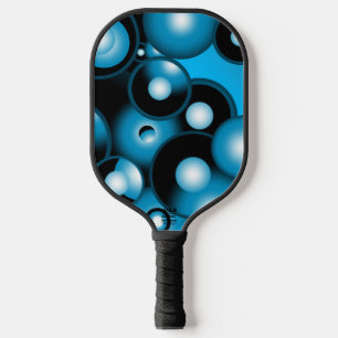 Blues Concentric Circle Orbital Abstract Art Pickleball Paddle