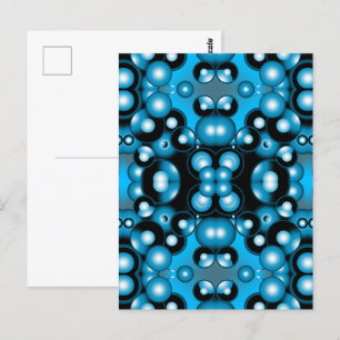 Blues Concentric Circle Orbital Abstract Art  Postcard