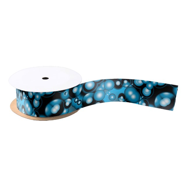 Blues Concentric Circle Orbital Abstract Art Satin Ribbon (Spool)