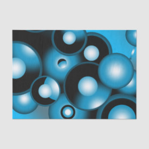 Blues Concentric Circle Orbital Abstract Art Tissue Paper