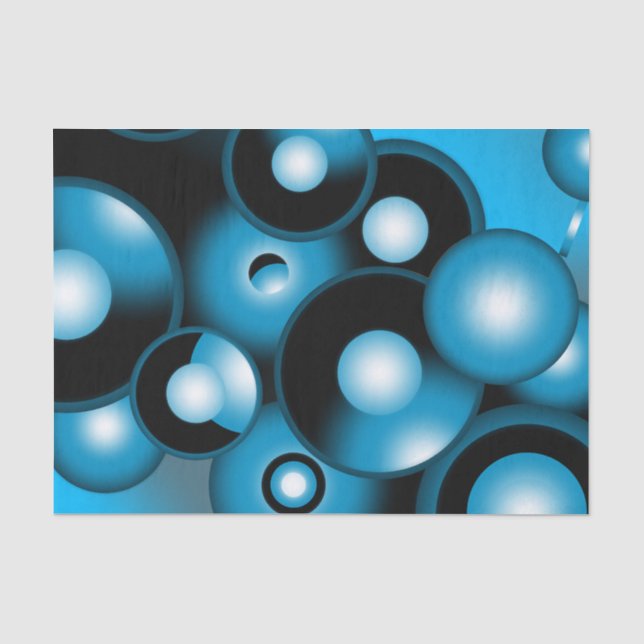 Blues Concentric Circle Orbital Abstract Art  Tissue Paper (Front)