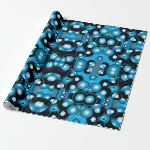 Blues Concentric Circle Orbital Abstract Art Wrapping Paper