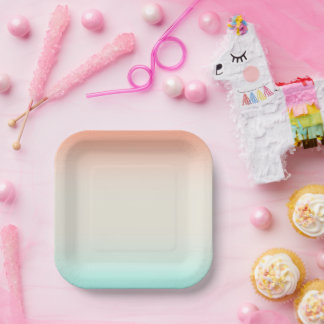 Blues Coral Linen Blends Paper Plate