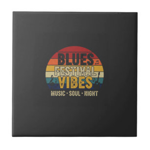 Blues Festival Vibes Vintage Sunset Music Ceramic Tile