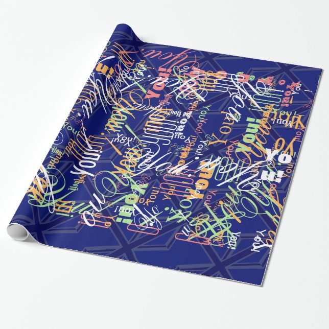 Blues for a Union Jack British Flag Wrapping Paper (Unrolled)