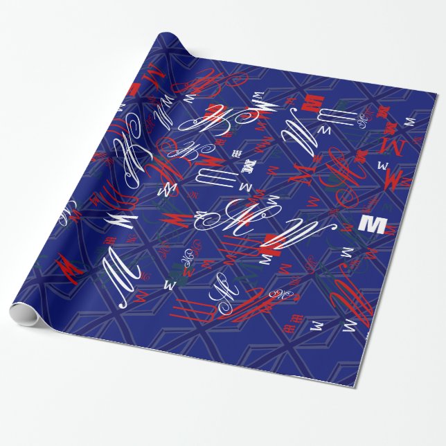 Blues for a Union Jack British Flag Wrapping Paper (Unrolled)