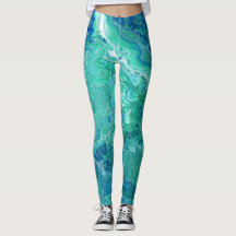 Blues & Greens Abstract Leggings - "Atlantis"
