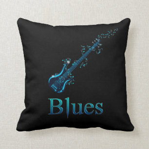Blues Guitar Black Music Throw Pillow