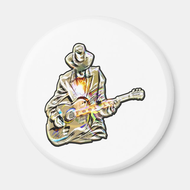Blues Guitarist – Feel the Music Art Magnet (Front)