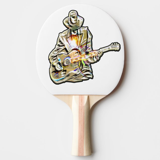 Blues Guitarist – Feel the Music Art Ping Pong Paddle (Front)