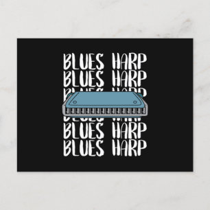 Blues Harp Harmonica Music Sound Instrument Gift Postcard