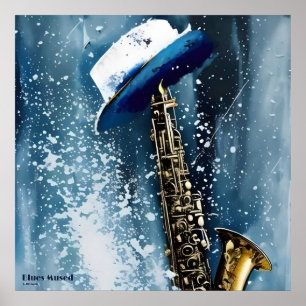 Blues Mused AI Fantasy Digital Art Print Jazz 