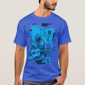 Blues Music Graphic of Bluesman and Guitar T-Shirt