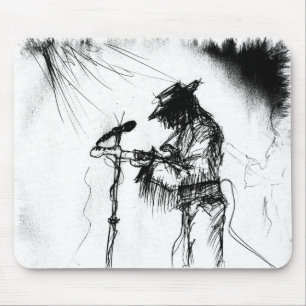 Blues Music Guitar Player and Band on Stage Mouse Pad