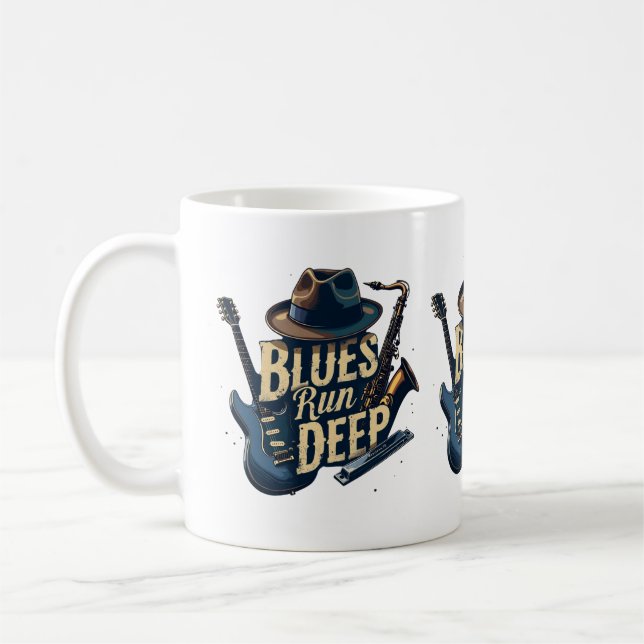 Blues Music Retro Aesthetic Vintage Jazz Coffee Mug (Left)