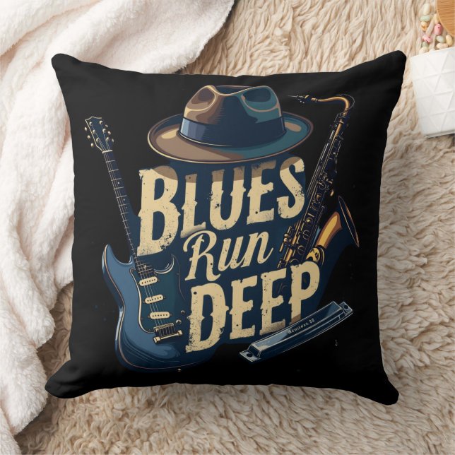 Blues Music Retro Aesthetic Vintage Jazz Cushion (Blanket)