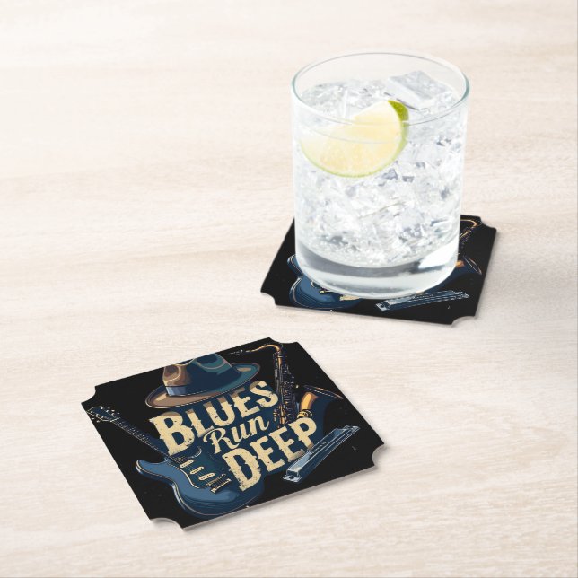 Blues Music Retro Aesthetic Vintage Jazz Paper Coaster (Insitu)