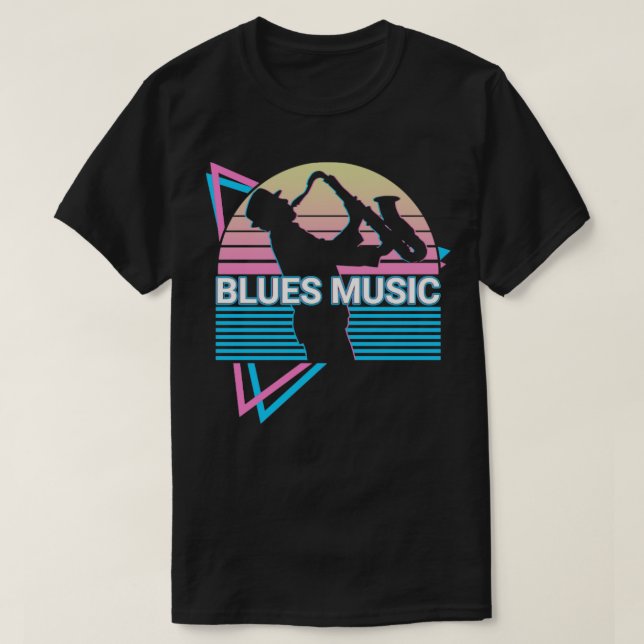 Blues Music Retro T-Shirt (Design Front)