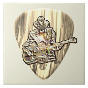 Blues Musician behind Pick - Feel the music        Ceramic Tile