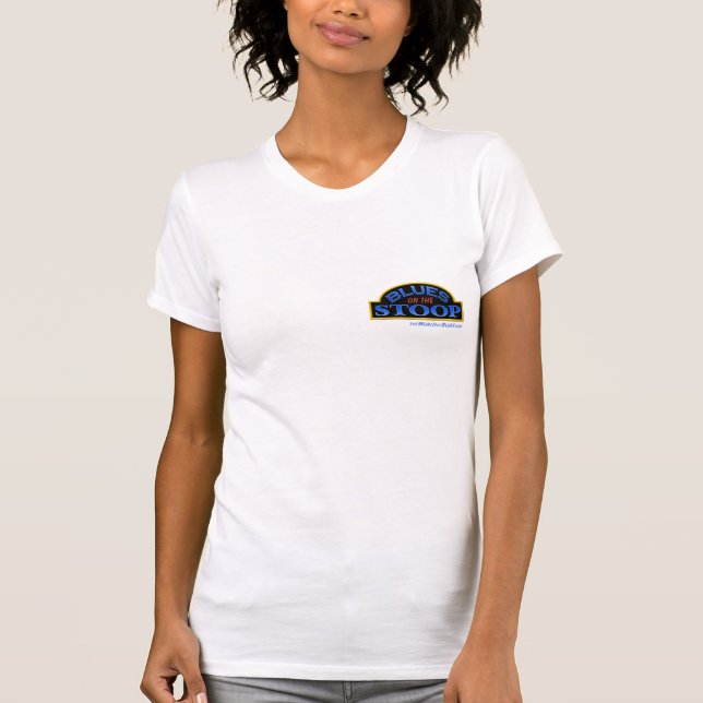Blues On The Stoop ladies tee with country stoop l (Front)