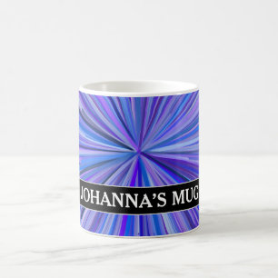 Blues & Purples Line Burst Pattern + Custom Name Coffee Mug