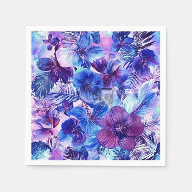 Blues & violets floral napkin (Front)
