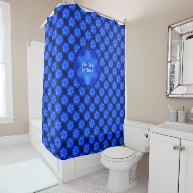 Bluestar Fractal Shower Curtain (In Situ)