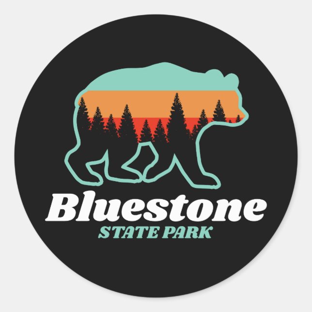 Bluestone State Park West Virginia Bear Retro  Classic Round Sticker (Front)