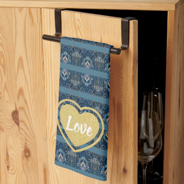 BlueStripe Love Kitchen Towel by Poet Adiela Akoo  (Thirds Fold)