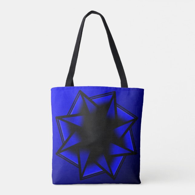 Bluesy Blue Gradient Star Bow Tote Bag (Back)