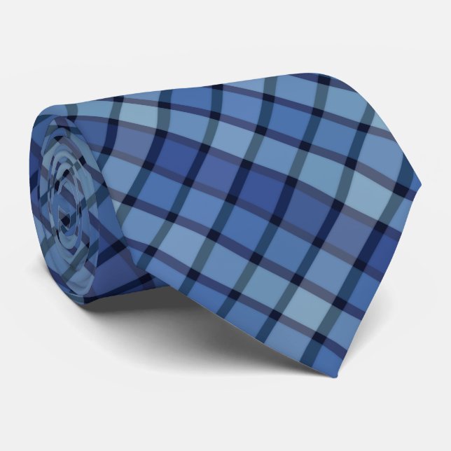 Bluesy Chequered Diagonal Tile Repeating Pattern Tie (Rolled)