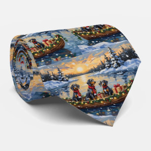 Bluetick Coonhound Christmas Boat Holiday Tie