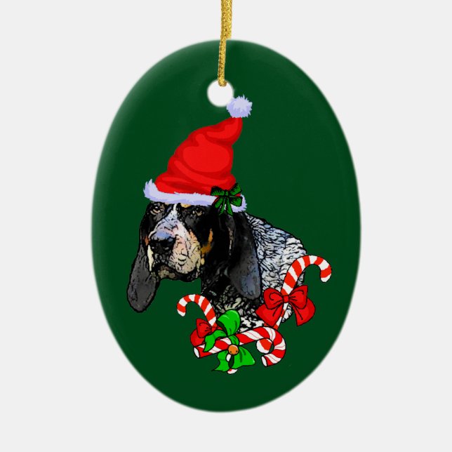 Bluetick Coonhound Christmas Ceramic Ornament (Front)