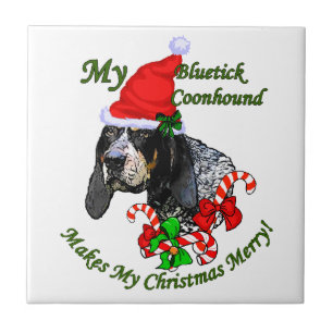 Bluetick Coonhound Christmas Ceramic Tile