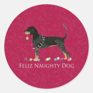 Bluetick Coonhound Christmas Classic Round Sticker