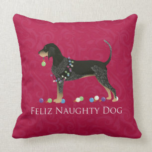 Bluetick Coonhound Christmas Cushion
