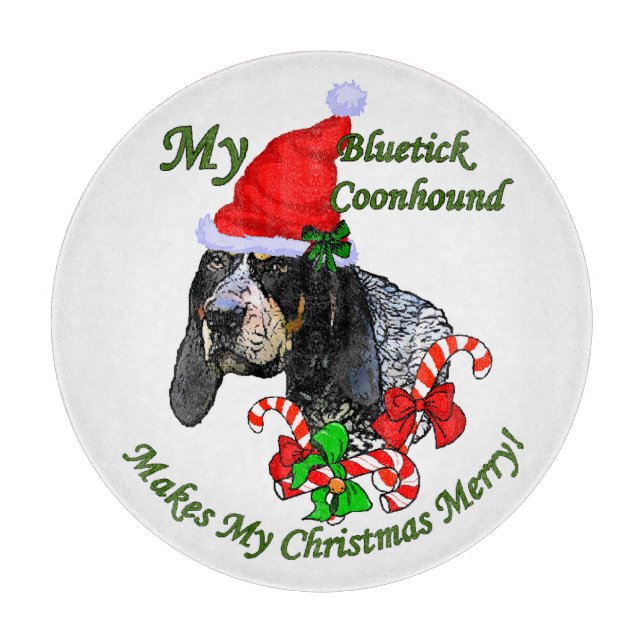 Bluetick Coonhound Christmas Cutting Board (Front)