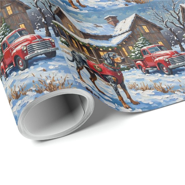 Bluetick Coonhound Christmas Farmhouse Holiday Wrapping Paper (Roll Corner)
