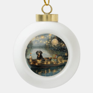 Bluetick Coonhound Christmas Festive Voyage Ceramic Ball Christmas Ornament