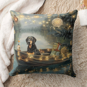 Bluetick Coonhound Christmas Festive Voyage Cushion