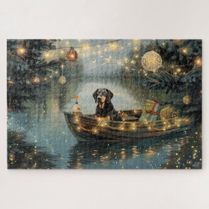 Bluetick Coonhound Christmas Festive Voyage Jigsaw Puzzle
