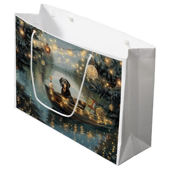 Bluetick Coonhound Christmas Festive Voyage Large Gift Bag (Front Angled)