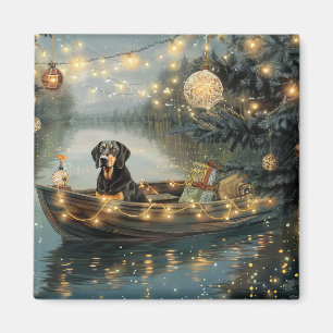 Bluetick Coonhound Christmas Festive Voyage Magnet