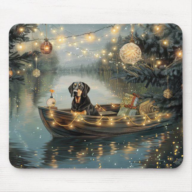 Bluetick Coonhound Christmas Festive Voyage Mouse Pad (Front)