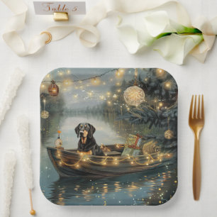 Bluetick Coonhound Christmas Festive Voyage Paper Plate